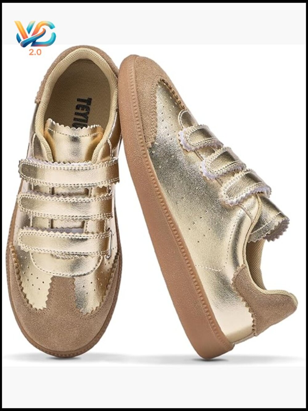Lightweight Vegan Leather Hook & Loop Sneakers Non-Slip Walking Shoes